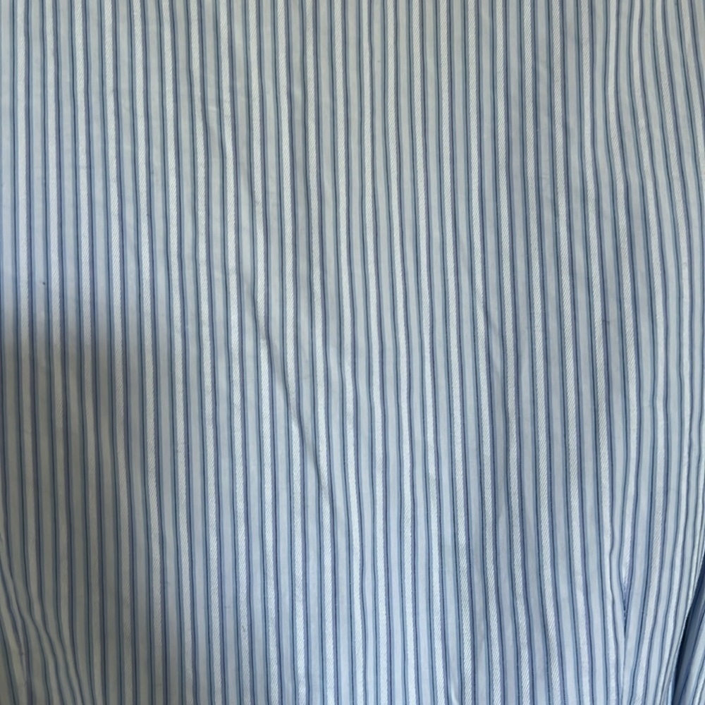 BCBGMaxAzria Blue and White Striped Romper with Puff Sleeves and Lace Details 8 - Picture 6 of 7